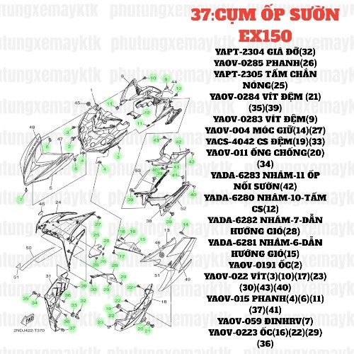 [EX15][37:CỤM ỐP SƯỜN] YACS-4042 CAO SU ĐỆM (XEM KỸ SP TRƯỚC KHI MUA) EX15 (15-18) (19)(33)-[Yamaha], EX155 [37:CỤM(24)(37)]