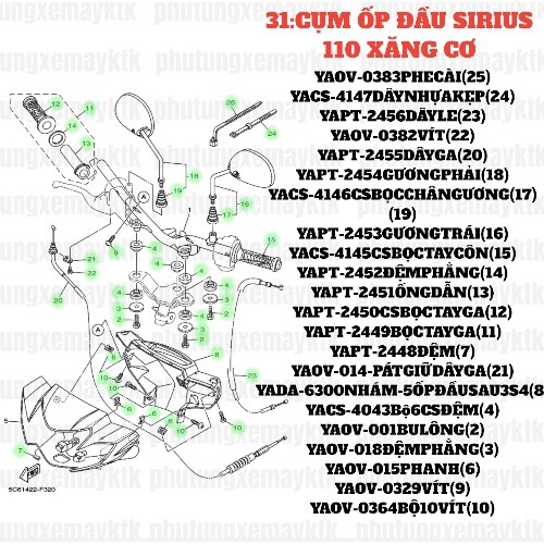 [SIRC][31:CỤM ỐP ĐẦU] YAOV-0383 PHE CÀI SIRIUS RC-T110LE (25)-[Yamaha]