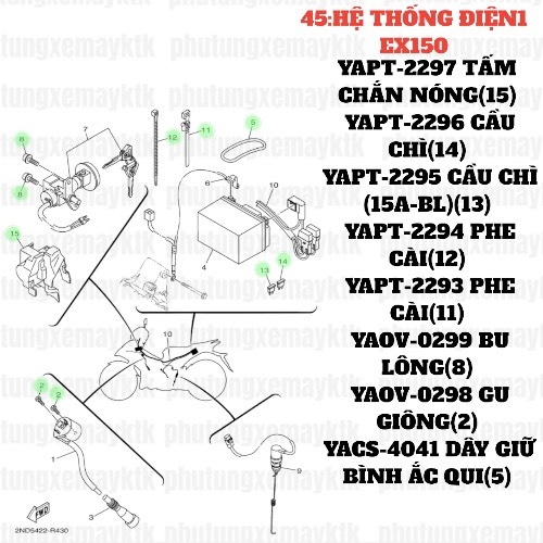 [EX15][45:HỆ THỐNG ĐIỆN 1] YACS-4041 DÂY GIỮ BÌNH ẮC QUI EX15 (15-18) (5)-[Yamaha]