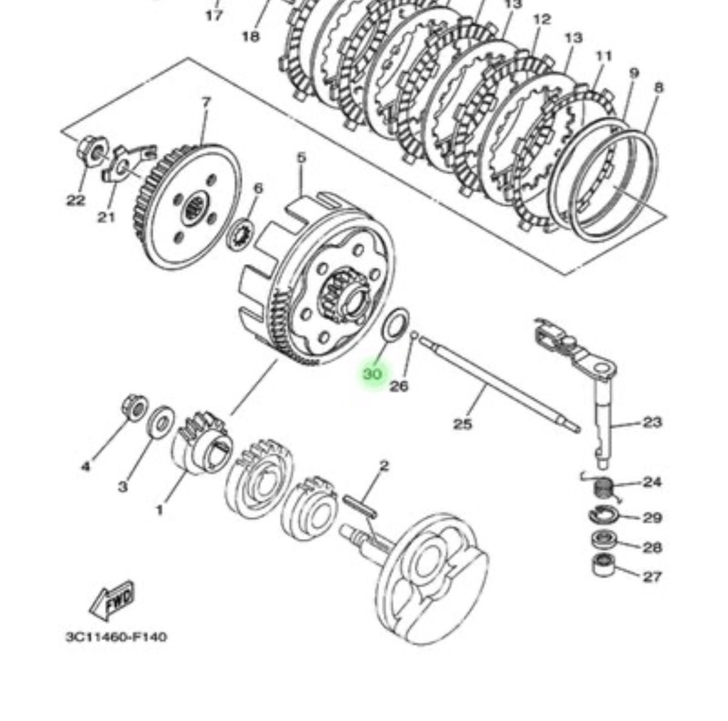 [EX15][13:LI HỢP CÔN TẢI EX15] YAOV-0102 ĐỆM PHẰNG EX15 (15-18) (27)-[Yamaha]