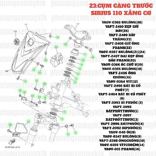 [SIRC][15:BỘ CHUYỂN SỐ] YAOV-0347 BULÔNG SIRIUS RC-T110LE (13) [23:CỤM(9)]-[Yamaha]