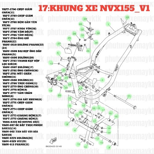 [NVX155_V1][17:KHUNG XE] YAOV-0508 BULÔNG NVX155_V1 (20)