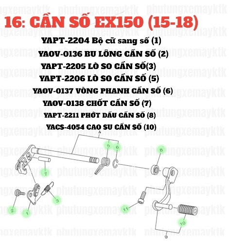 [EX15] [16:CẦN SỐ] YAOV-0137 VÒNG PHANH CẦN SỐ EX150 ( 15-18) (6), EX155 [16:CẦN(6)]-[Yamaha]