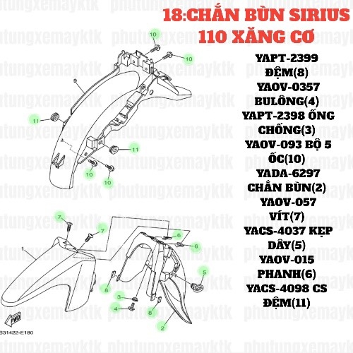 [SIRC][18:CHẮN BÙN] YAOV-0357 BULÔNG SIRIUS RC-T110LE (4)-[Yamaha], SIRIUS FI [37:CỤM(15)]