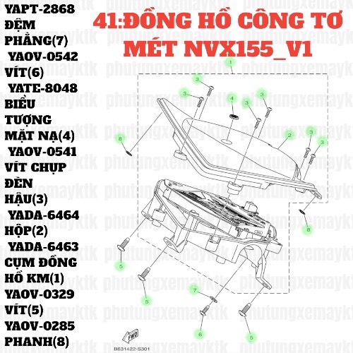 [NVX155_V1][41:ĐỒNG HỒ CÔNG TƠ MÉT] YADA-6463 CỤM ĐỒNG HỒ KM NVX155_V1 (1) [Yamaha]
