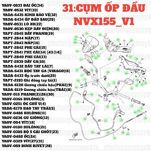 [NVX155_V1][31:CỤM ỐP ĐẦU] YADA-6432 ĐẦU TAY LÁI NVX155_V1 (7)