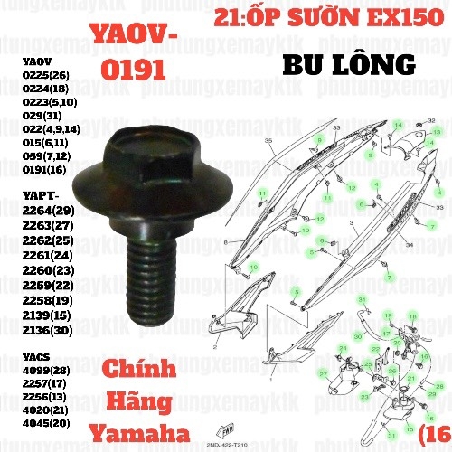 [EX15][8:BẦU LỌC GIÓ] YAOV-0191 BU LÔNG EX15 (15-18) (30) [18:CHẮN(11)] [21:ỐP(16)] TMÃ:901190613700 [37:CỤM(2)]-[Yamaha]