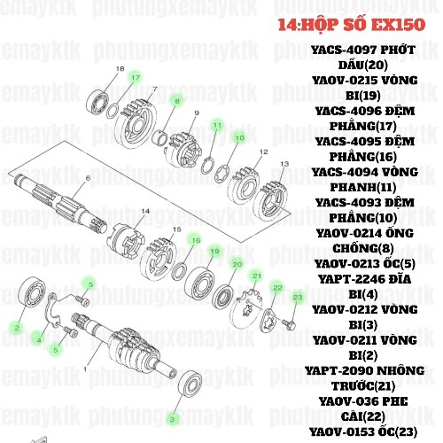 [EX15][14:HỘP SỐ] YAOV-0211 VÒNG BI EX15 (15-18) (2)-[Yamaha]