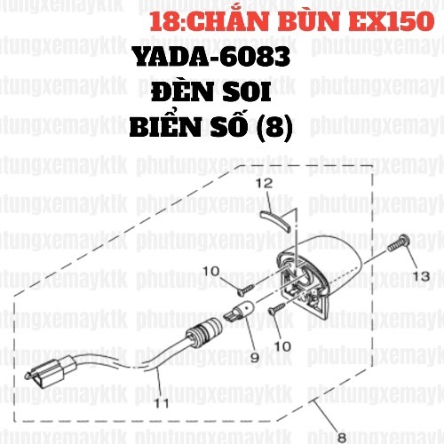 [EX15][18:CHẮN BÙN] YADA-6083 Đèn soi biển số EX15 (15-18) (8)-[Yamaha]