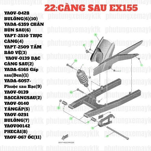 [EX155][22:CÀNG SAU] YAPT-2510 TRỤC CÀNG EX155(2022) (4)-[Yamaha]