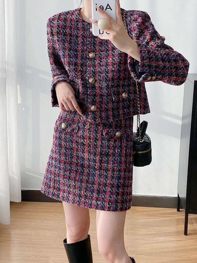 GD27A152 - Bộ dạ tweed trắng