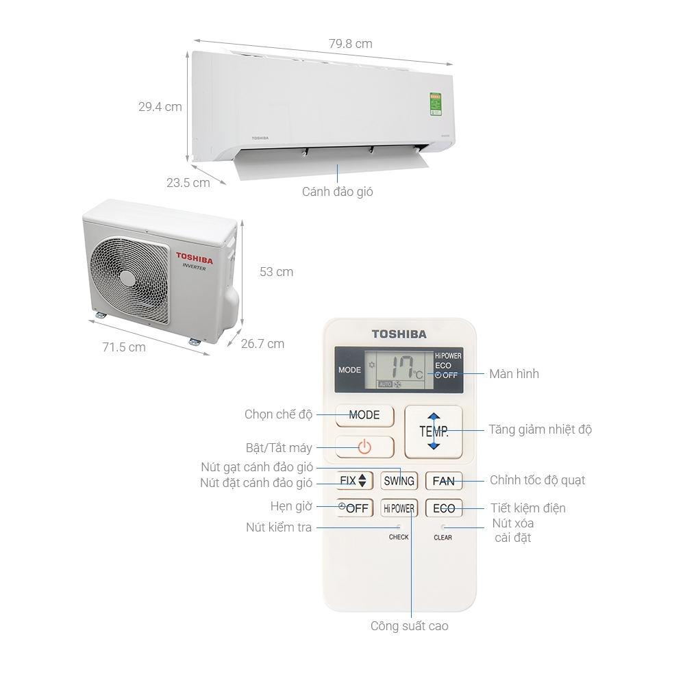 Máy lạnh Toshiba inverter 1.5hp RAS-H13C1KCVG-V