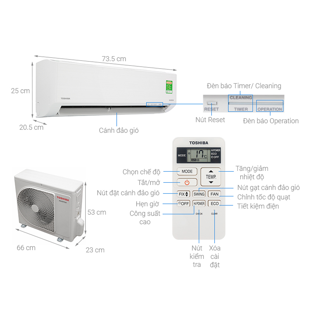 Máy lạnh Toshiba inverter 1hp RAS-H10H2KCVG-V