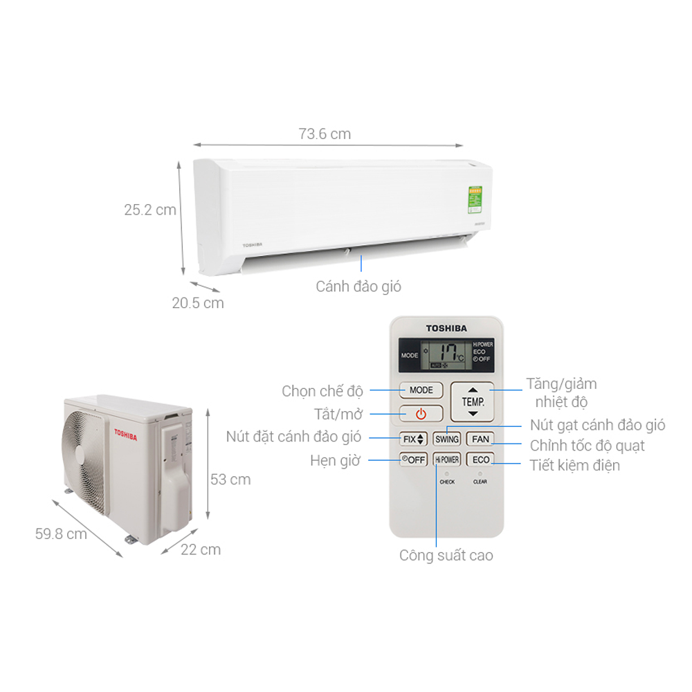 Máy lạnh Toshiba inverter 1hp RAS-H10HKCVG-V