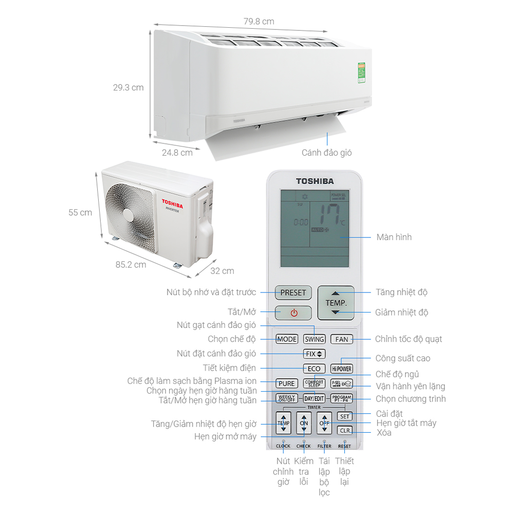 Máy lạnh Toshiba inverter 1hp RAS-H10J2KCVRG-V