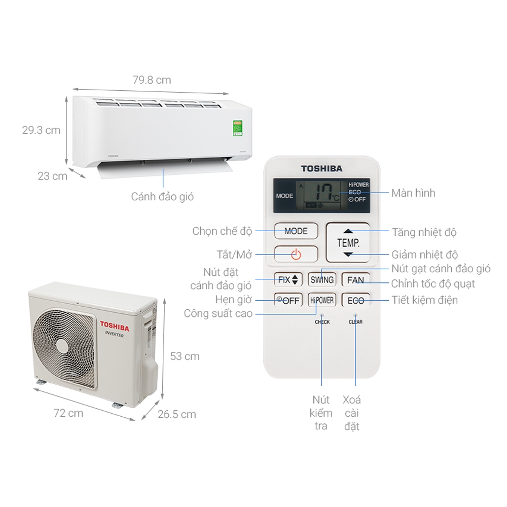 Máy lạnh Toshiba inverter 2hp RAS-H18C2KCVG-V/H18C2ACVG-V
