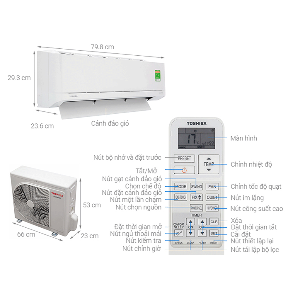 Máy lạnh Toshiba inverter 1.5hp RAS-H13H2KCVG-V