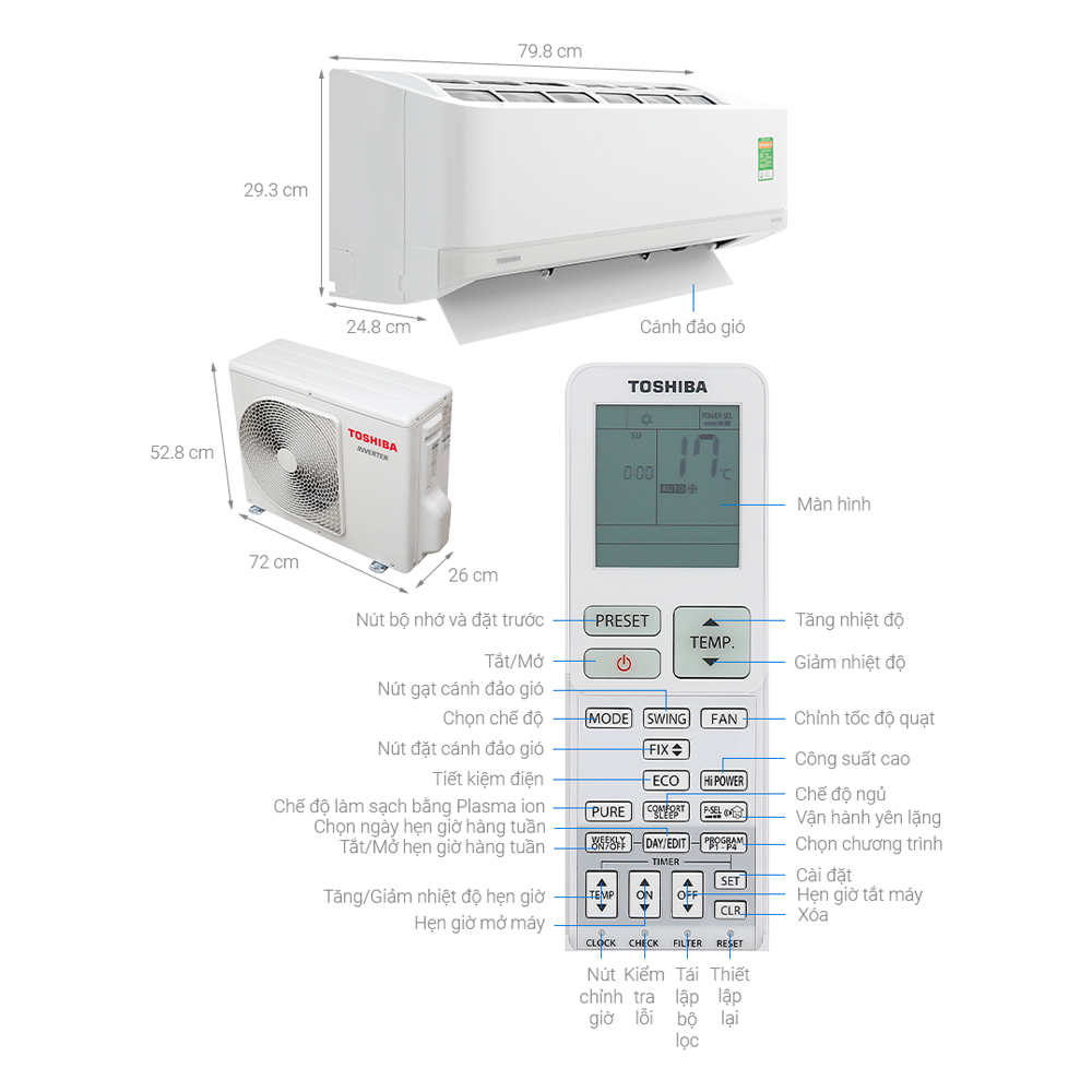 Máy lạnh Toshiba inverter 1.5hp RAS-H13J2KCVRG-V