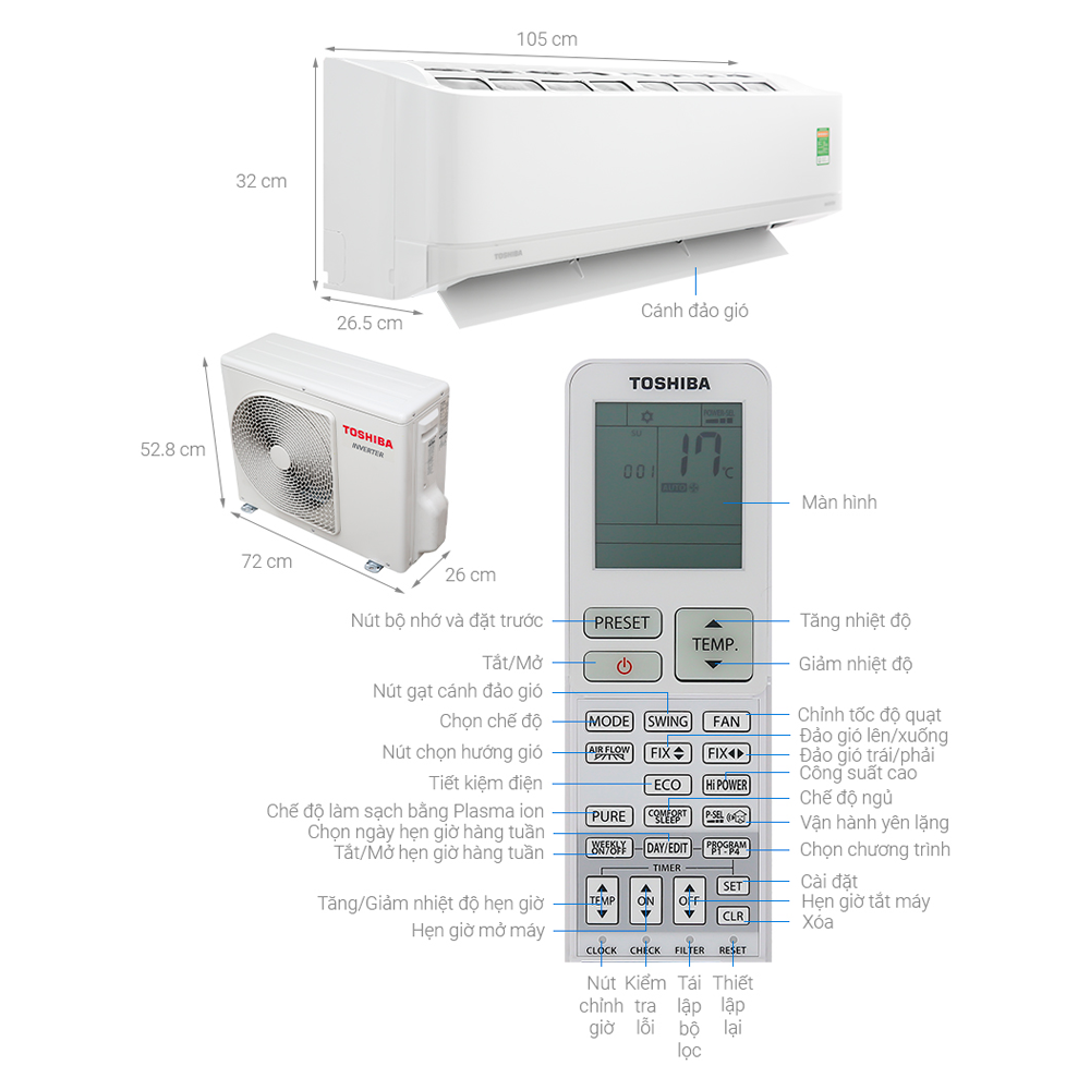 Máy lạnh Toshiba inverter 2hp RAS-H18J2KCVRG-V