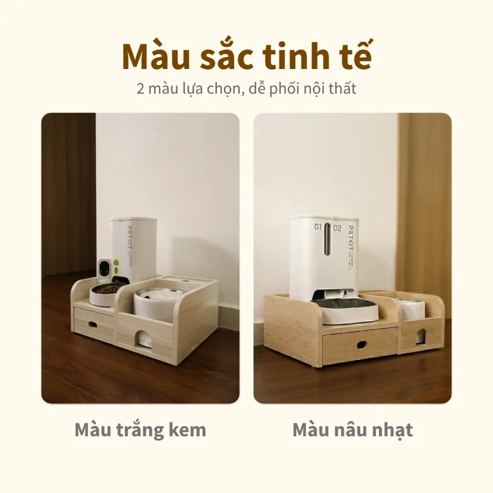 Kệ Gỗ Máy Ăn, Máy Lọc Nước Cho Chó Mèo HELIPET Chống Gù