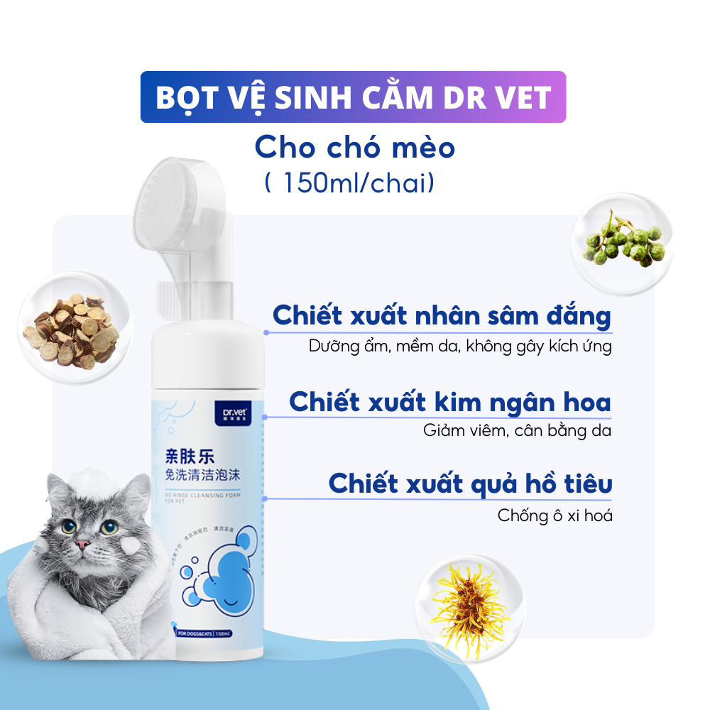 Bọt vệ sinh cằm cho chó mèo