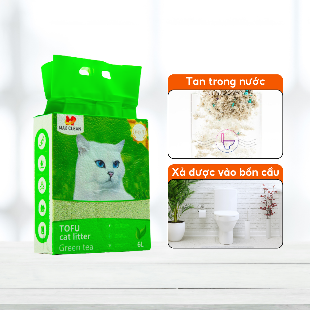 Cát đậu nành Max Clean hạt nhuyễn - Hương trà xanh