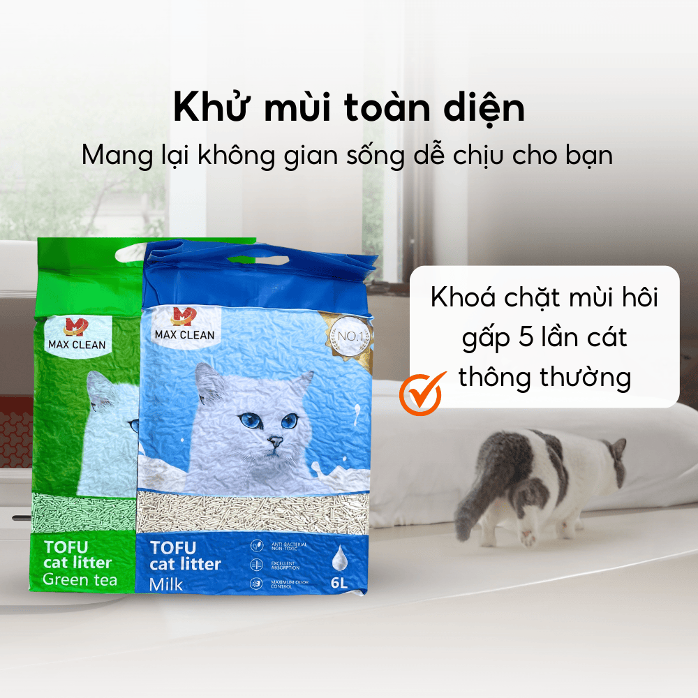 Cát đậu nành Max Clean hương sữa - Hạt dài nhỏ