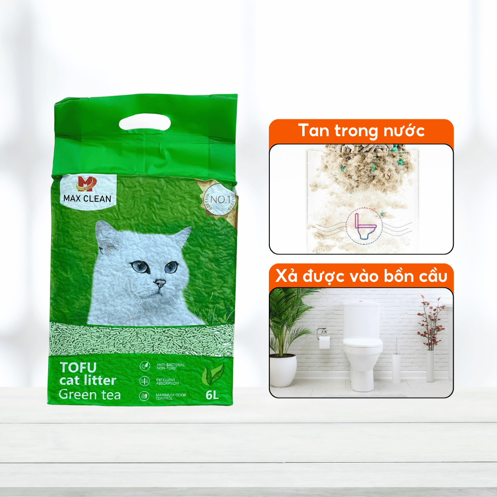 Cát đậu nành Max Clean hương trà xanh - Hạt dài nhỏ