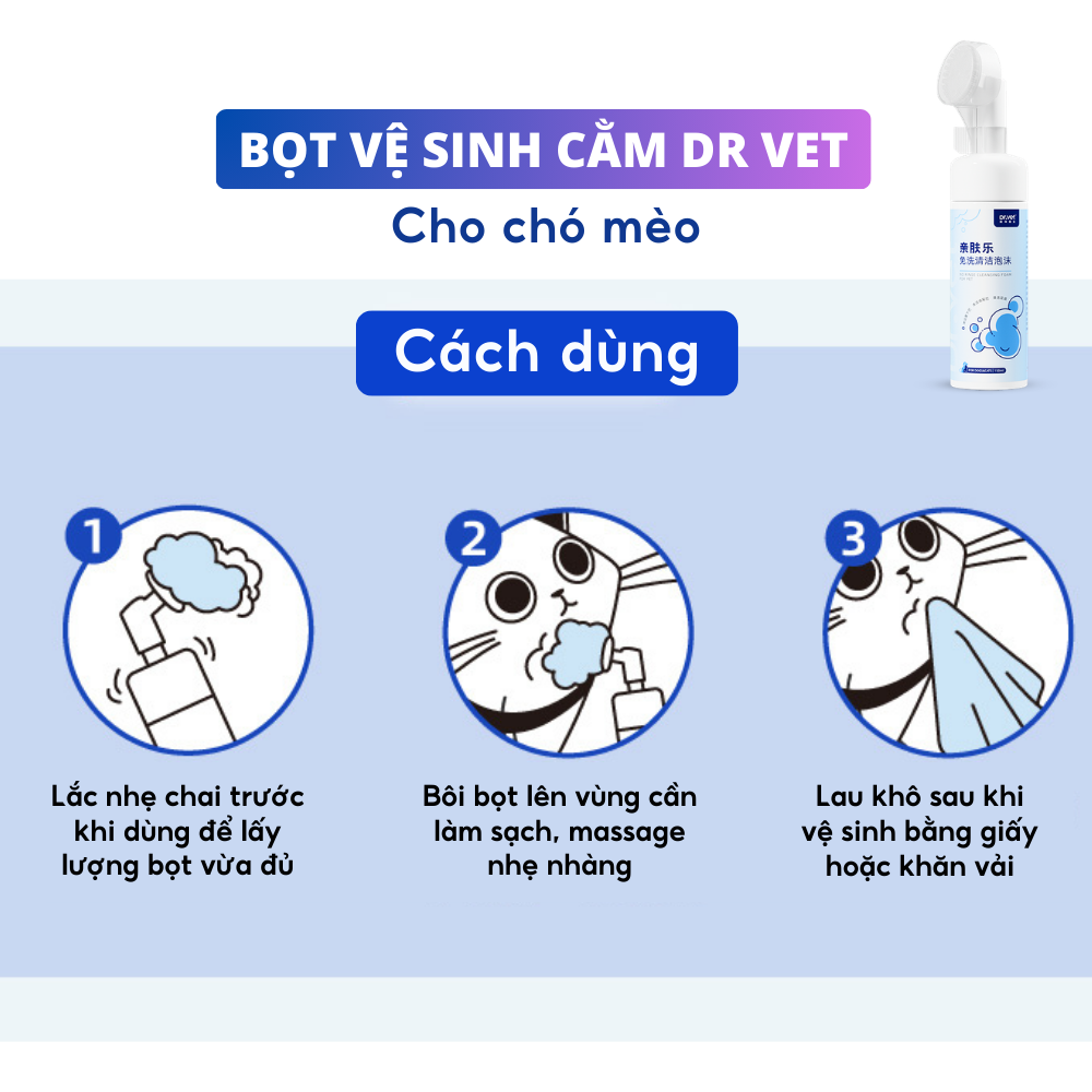 Bọt vệ sinh cằm cho chó mèo