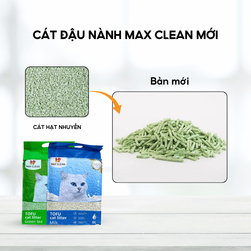 Cát đậu nành Max Clean hương trà xanh - Hạt dài nhỏ