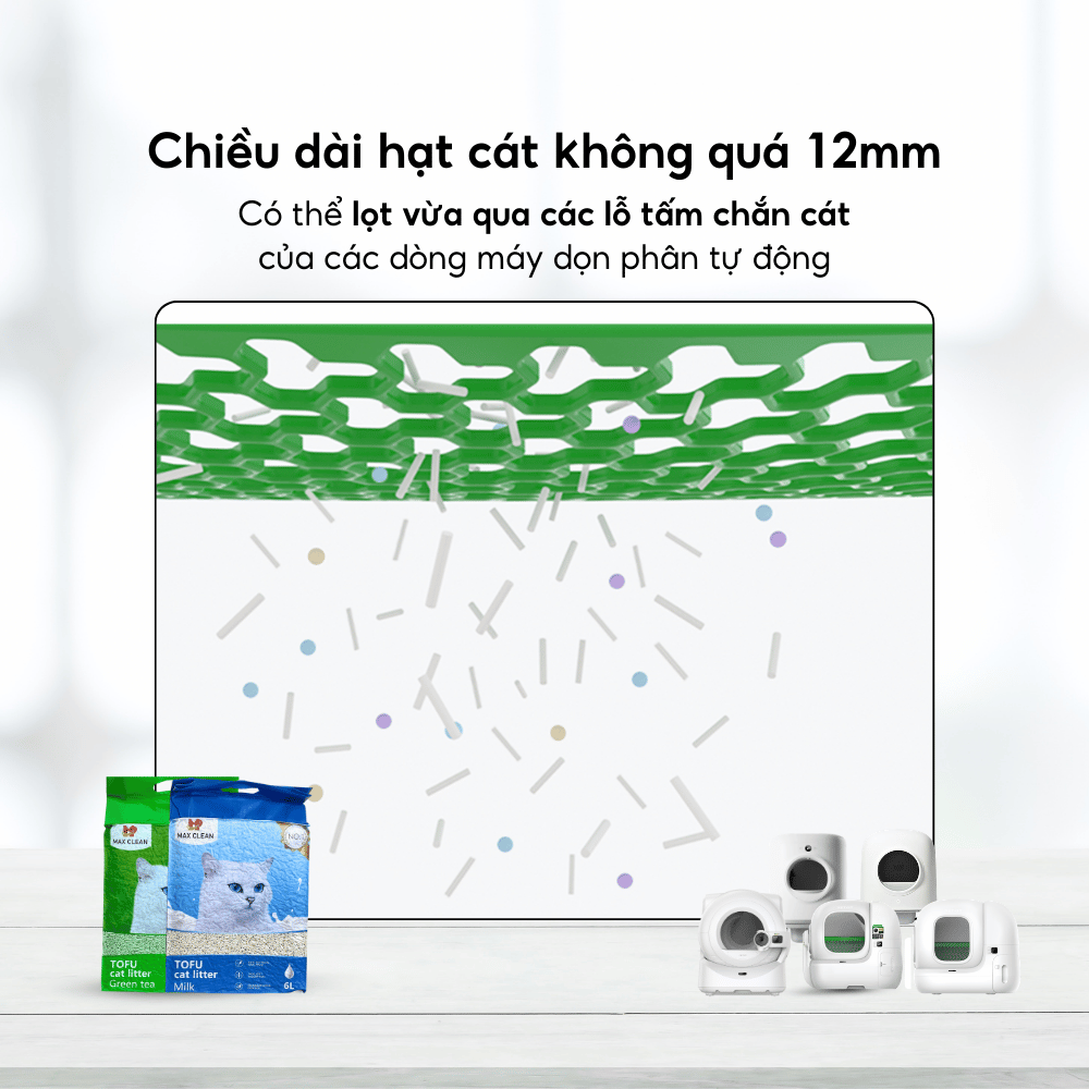 Cát đậu nành Max Clean hương trà xanh - Hạt dài nhỏ