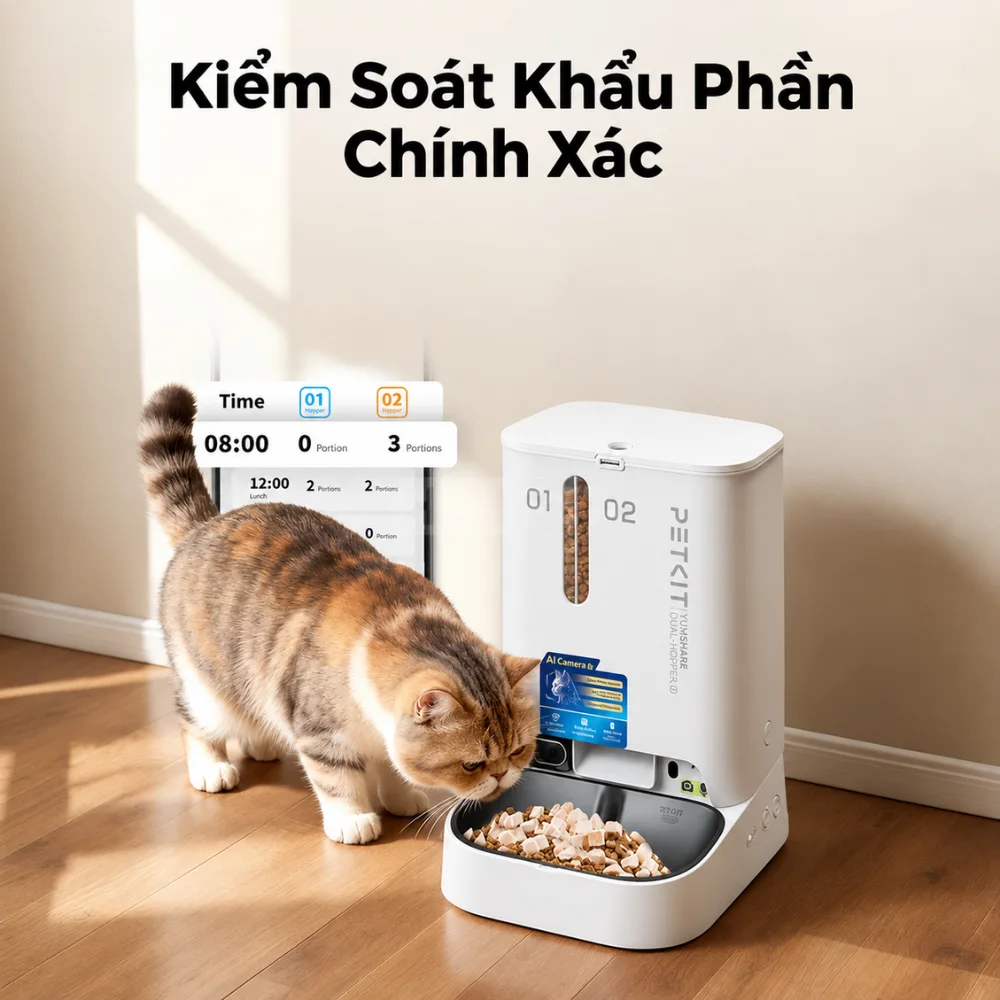 Máy ăn có camera PETKIT Yumshare Dual-hopper 2 Gemini - 2 ngăn chứa