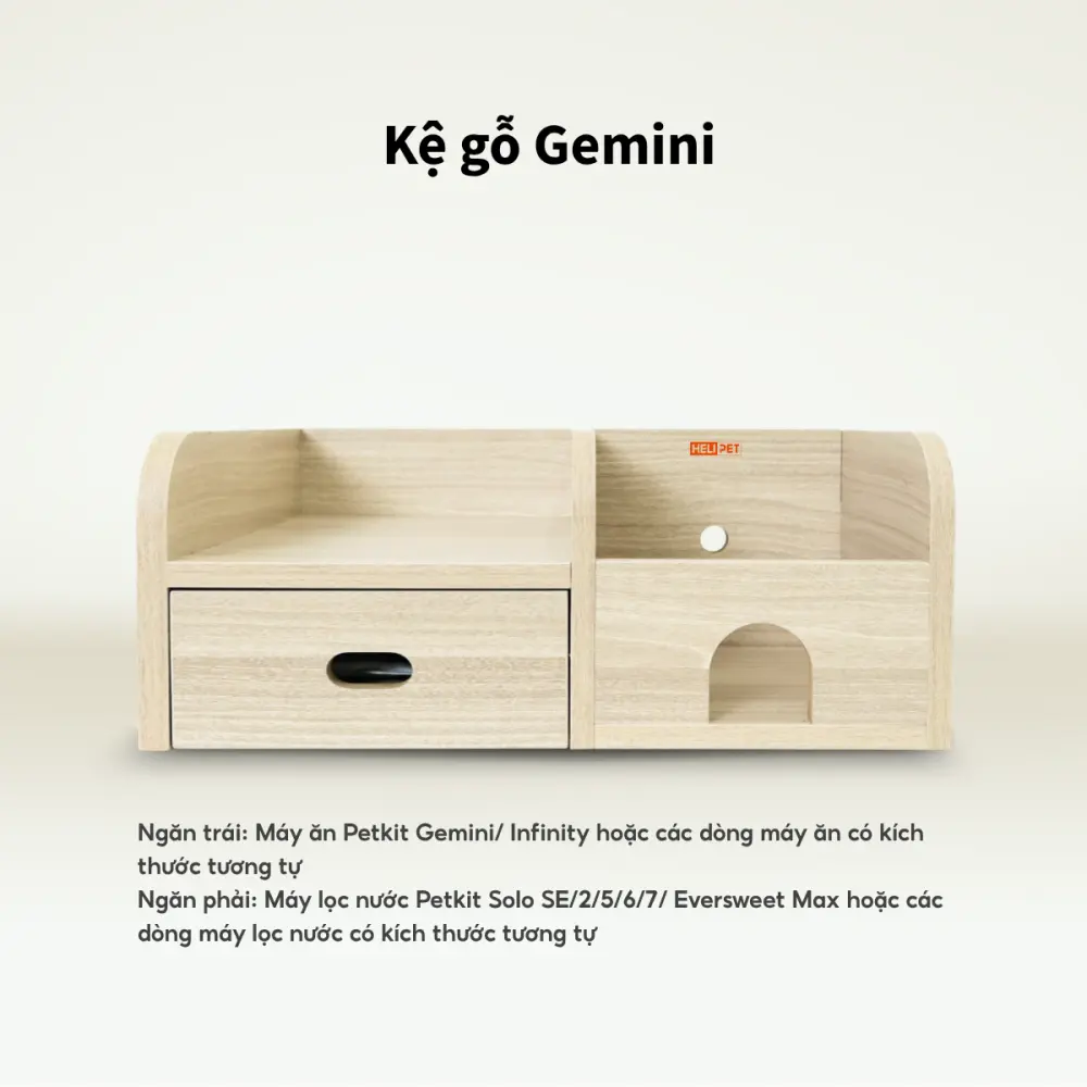 Kệ Gỗ Máy Ăn, Máy Lọc Nước Cho Chó Mèo HELIPET Chống Gù