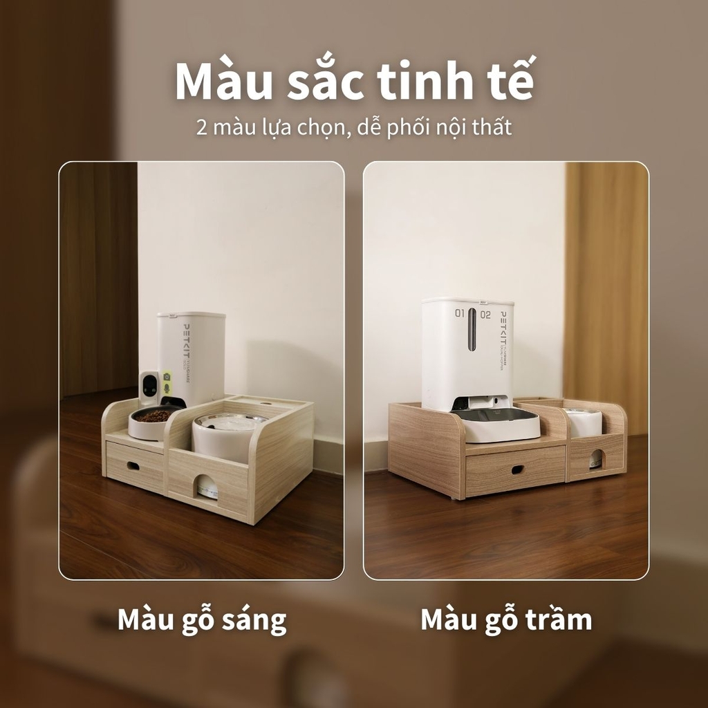 Kệ Gỗ Máy Ăn, Máy Lọc Nước Cho Chó Mèo HELIPET Chống Gù