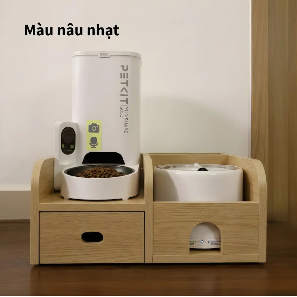 Kệ Gỗ Máy Ăn, Máy Lọc Nước Cho Chó Mèo HELIPET Chống Gù
