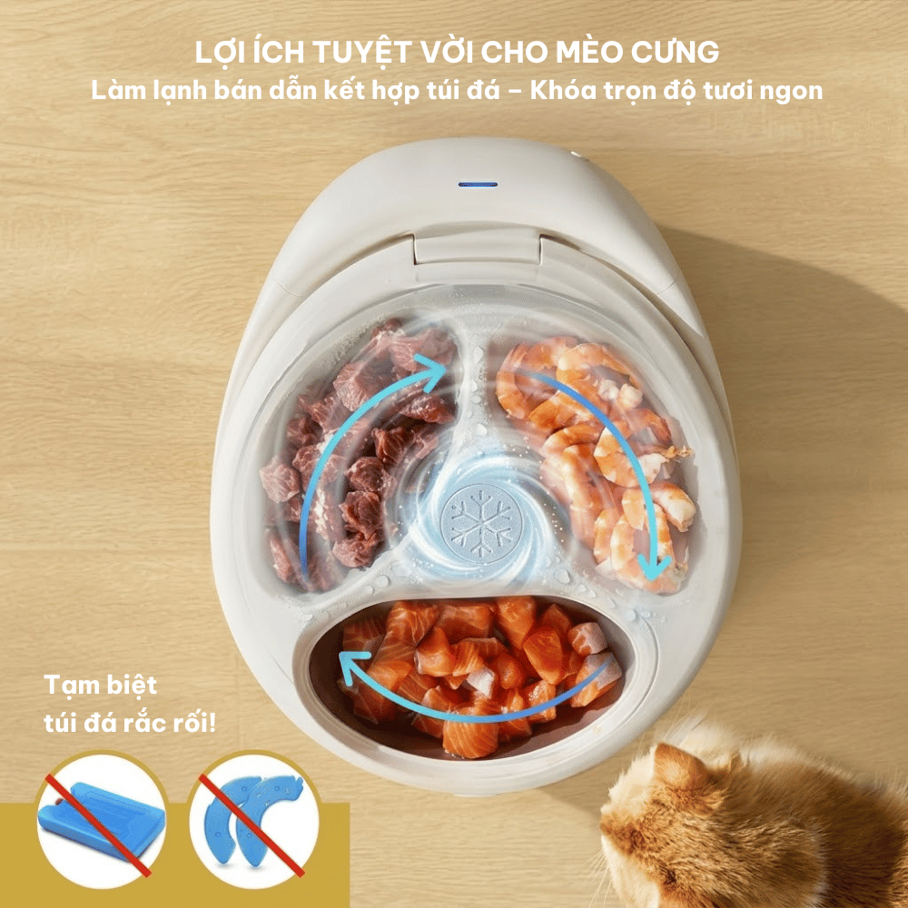 Máy cho chó mèo ăn pate tự động làm lạnh UBPet F21 - Bảo quản pate 24h