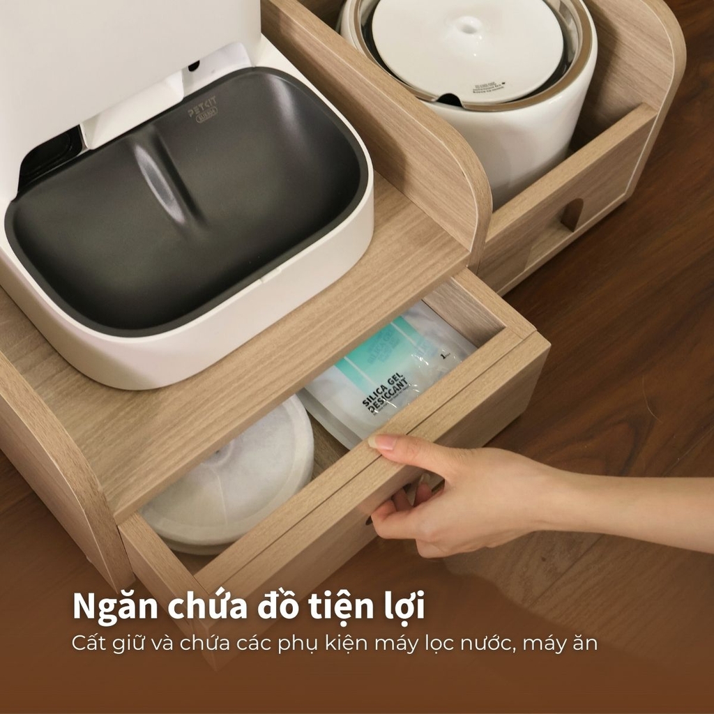 Kệ Gỗ Máy Ăn, Máy Lọc Nước Cho Chó Mèo HELIPET Chống Gù
