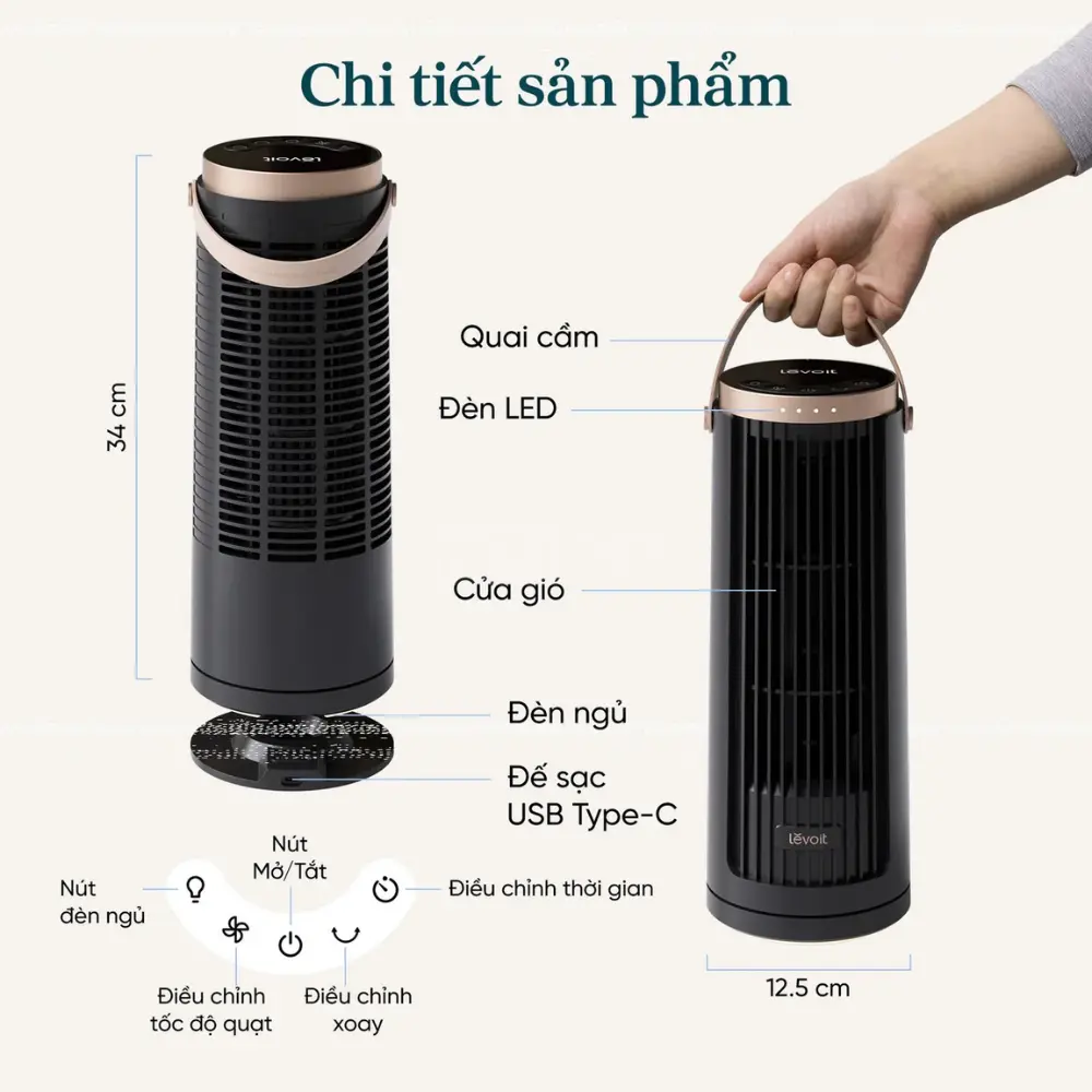 Quạt Tháp Thông Minh Levoit Windi Mini Pro 13-Inch