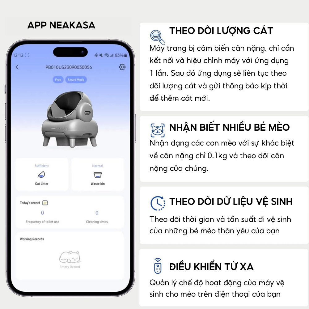 Máy dọn vệ sinh mèo Neakasa M1 Plus