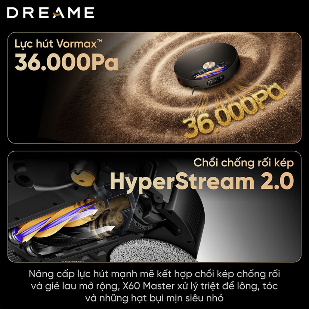 Robot hút bụi lau nhà thông minh Dreame X60 Master
