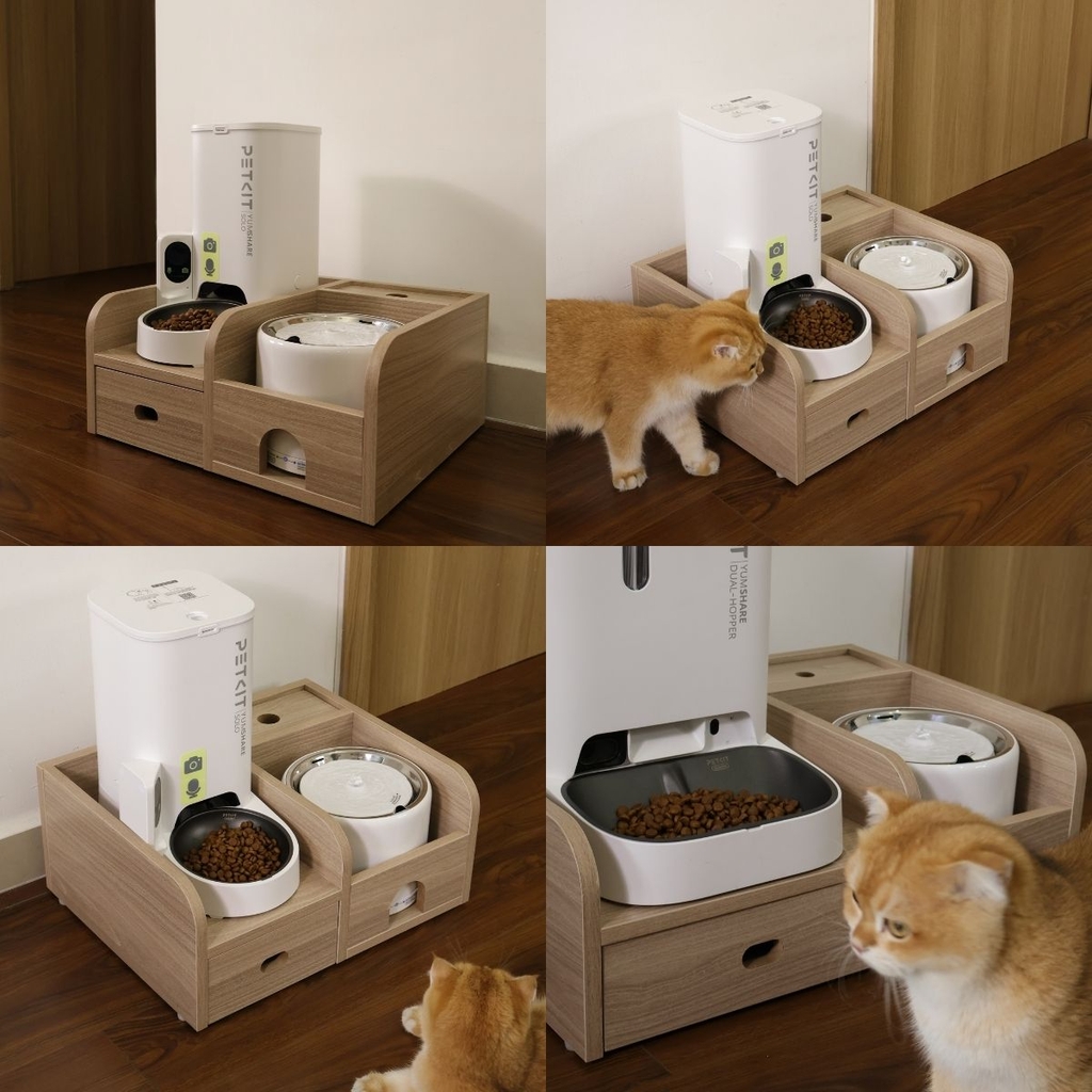 Kệ Gỗ Máy Ăn, Máy Lọc Nước Cho Chó Mèo HELIPET Chống Gù