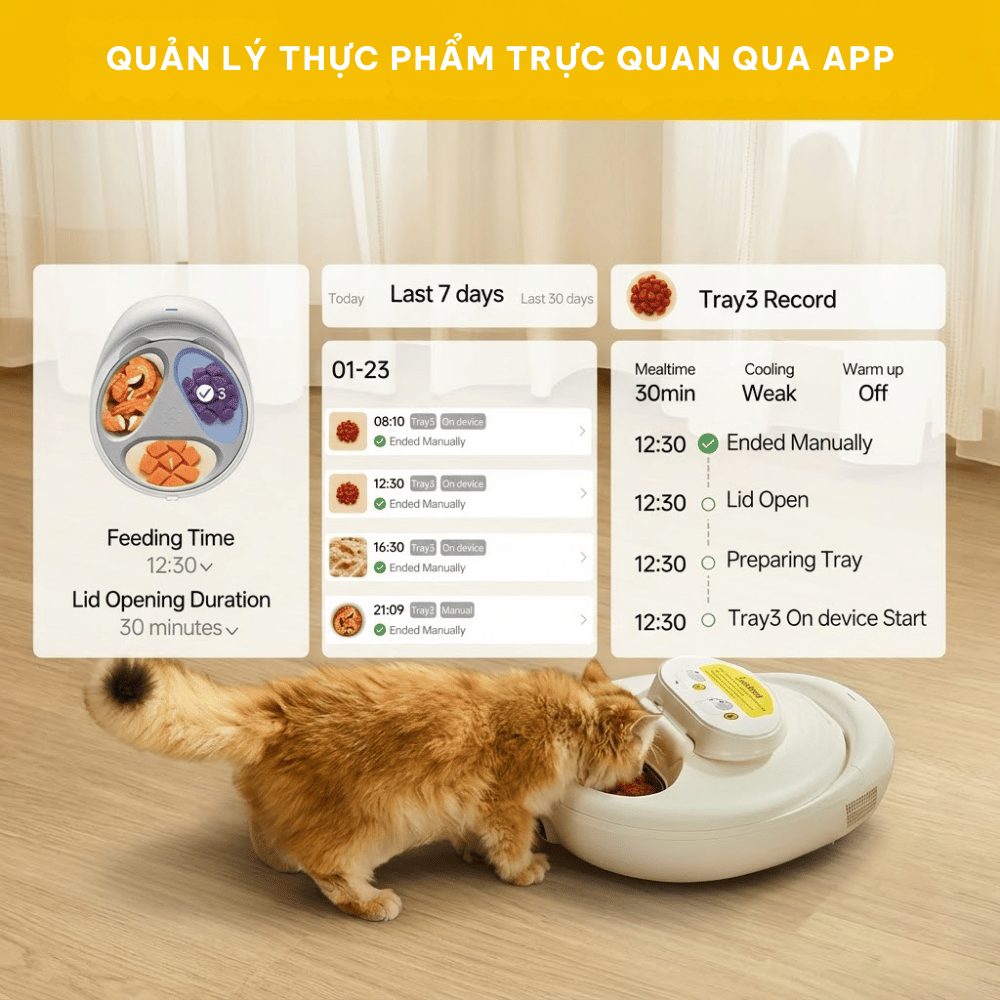 Máy cho chó mèo ăn pate tự động làm lạnh UBPet F21 - Bảo quản pate 24h
