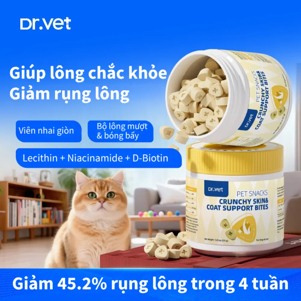 Snack cho thú cưng hỗ trợ da lông khỏe mượt Dr.Vet