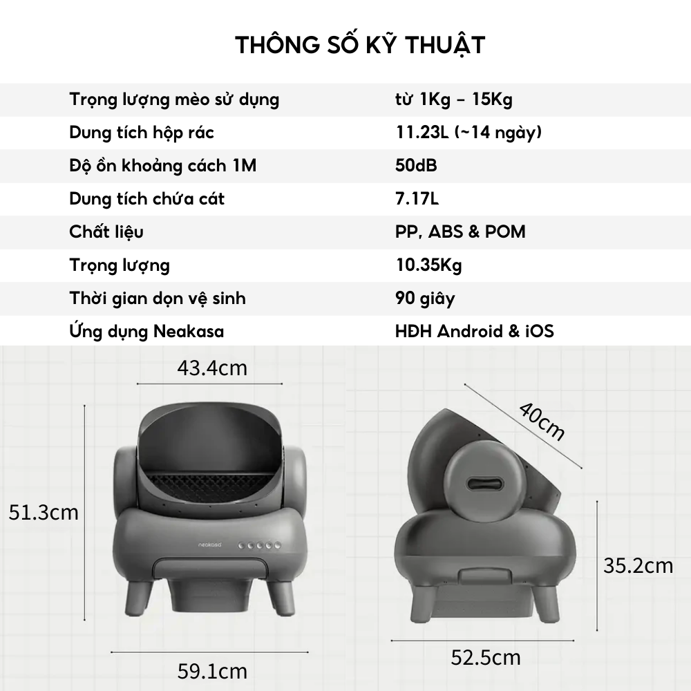 Máy dọn vệ sinh mèo Neakasa M1 Plus