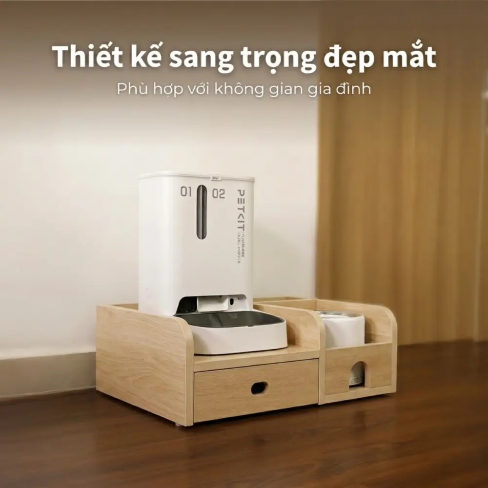 Kệ Gỗ Máy Ăn, Máy Lọc Nước Cho Chó Mèo HELIPET Chống Gù