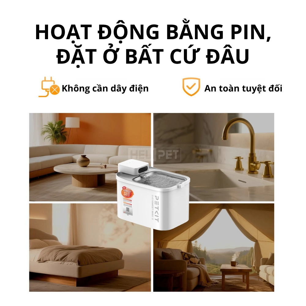 Máy lọc nước cho chó mèo PETKIT Eversweet Max 2 3L - Dùng pin sạc 5000mAh