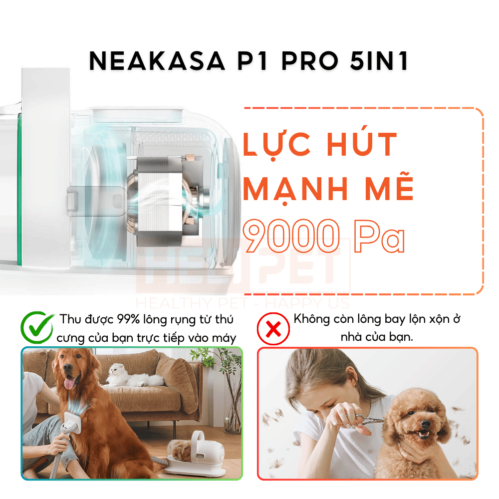 Máy chải hút lông chó mèo Neakasa P1 Pro 5-in-1 Pet Grooming Vacuum