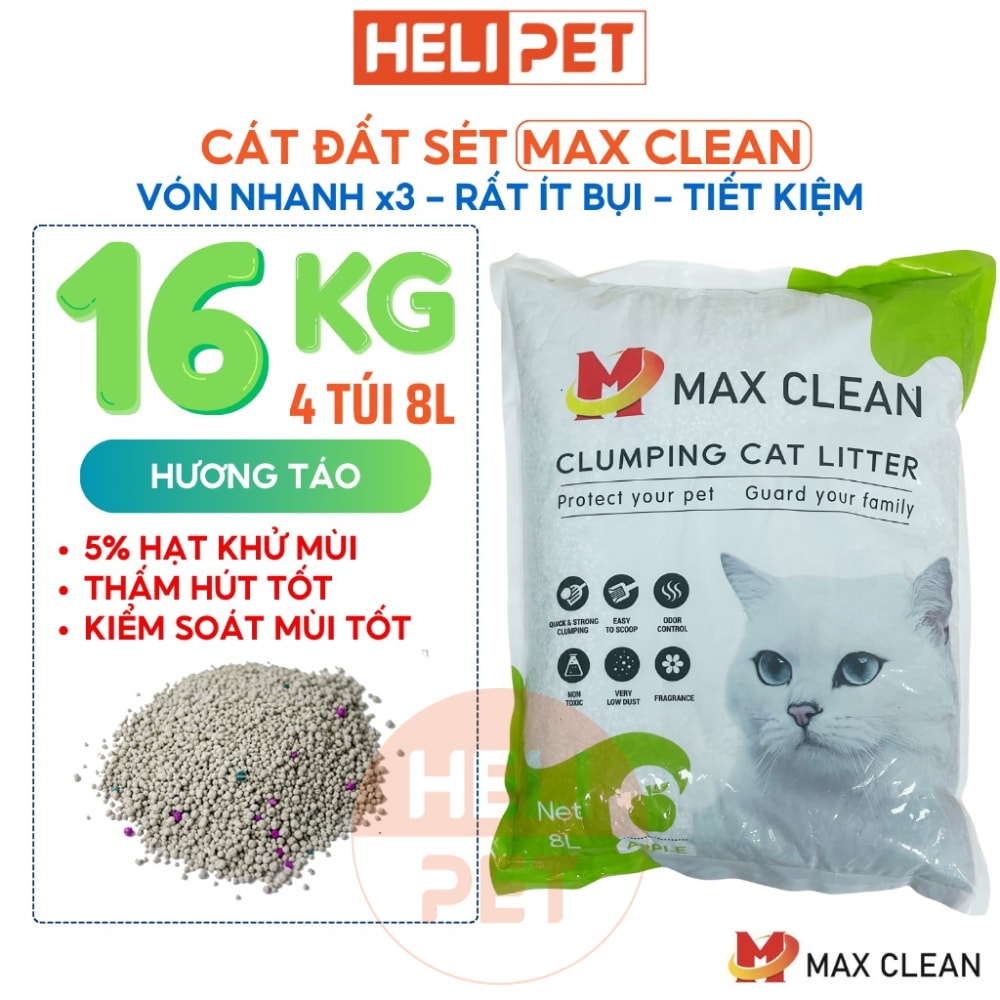 Cát đất sét Max Clean - Hương táo - Vón nhanh, ít bụi