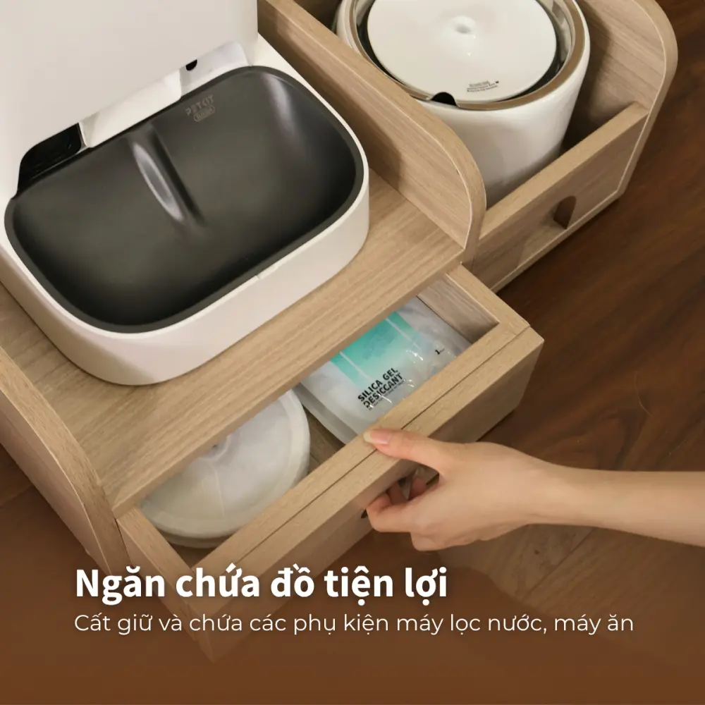Kệ Gỗ Máy Ăn, Máy Lọc Nước Cho Chó Mèo HELIPET Chống Gù