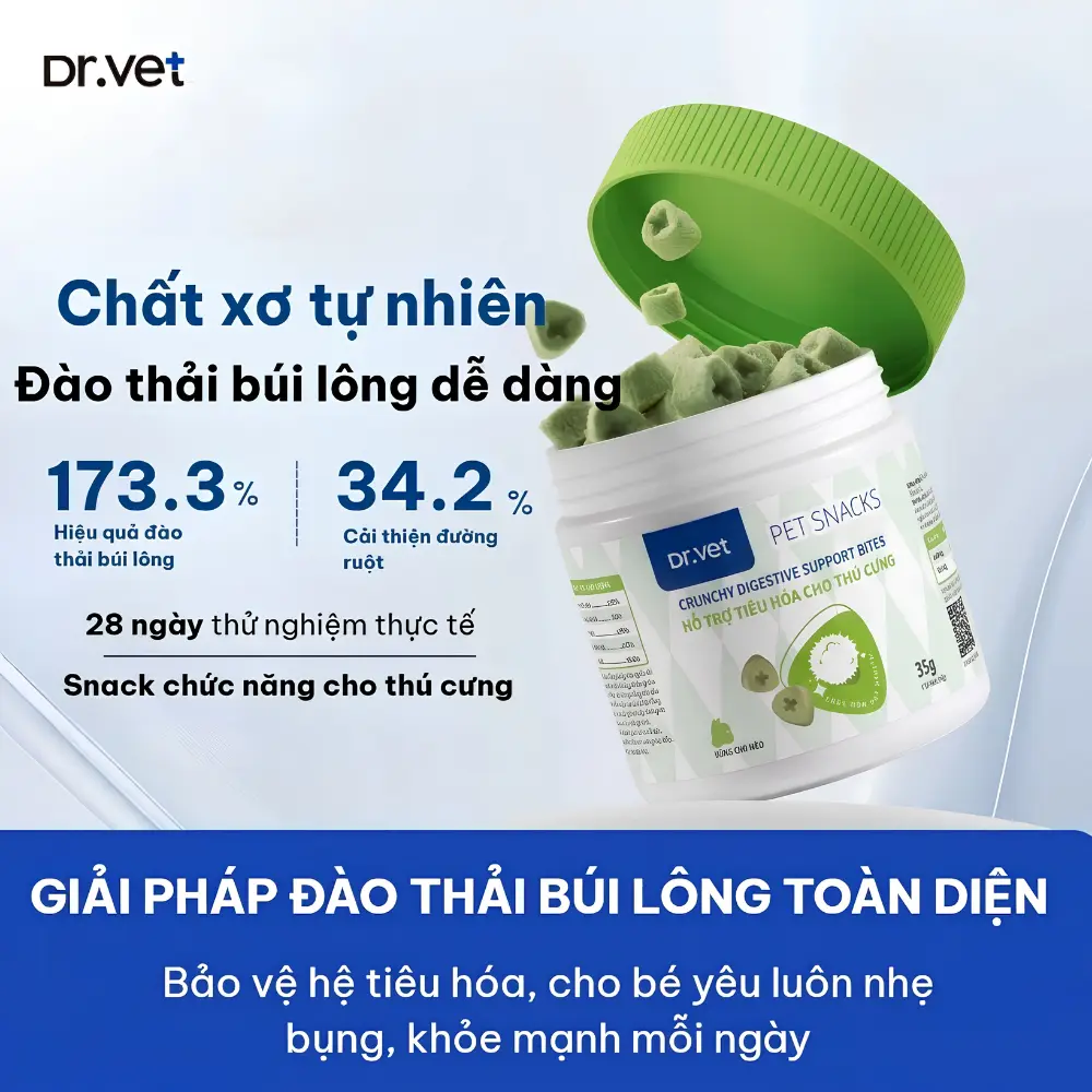 Snack cho mèo hỗ trợ tiêu hóa búi lông Dr.Vet